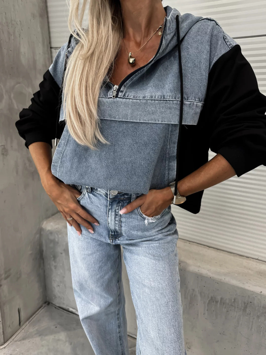 Cowboy Patchwork Hoodie for Women