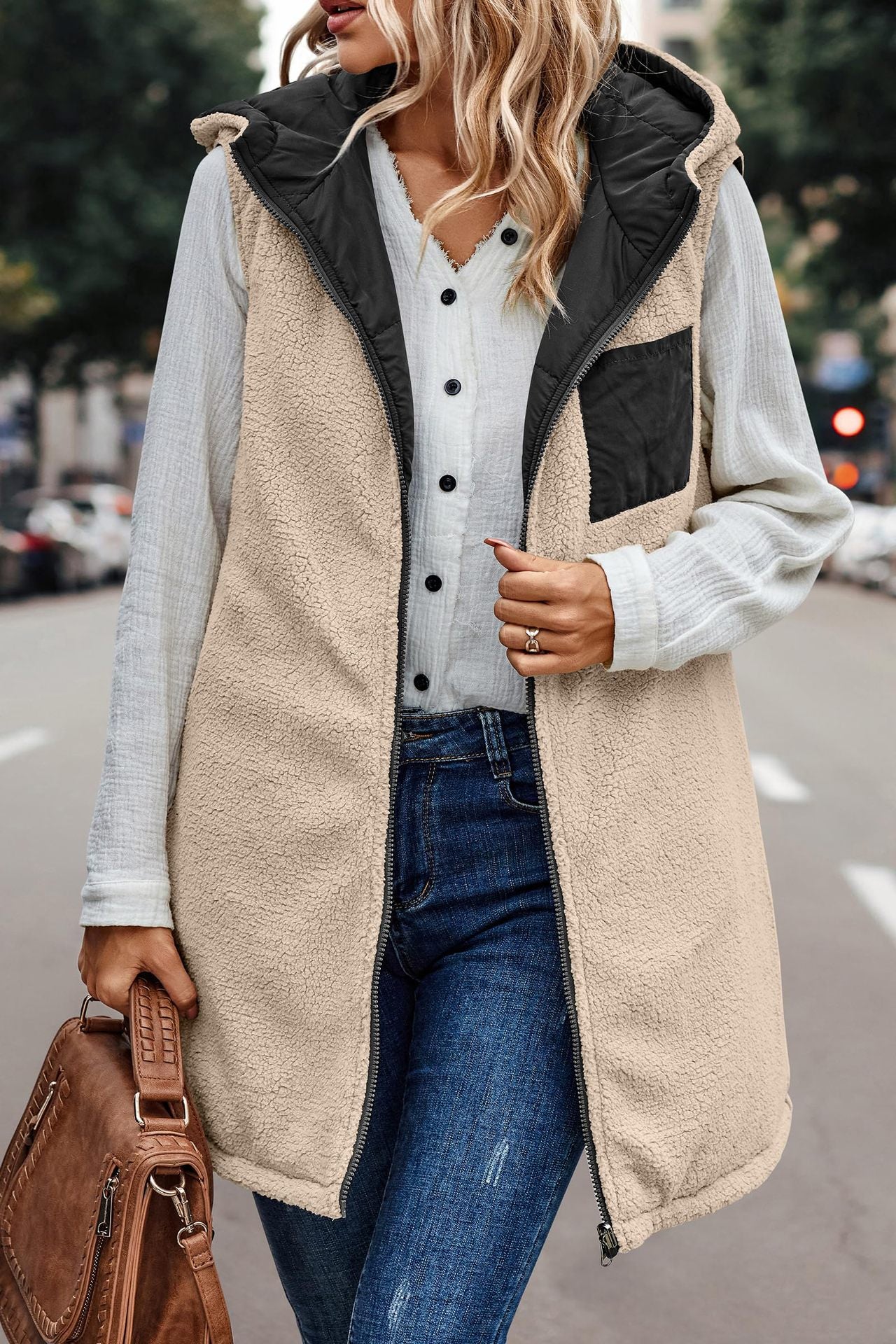 Hooded Reversible Vest Jacket