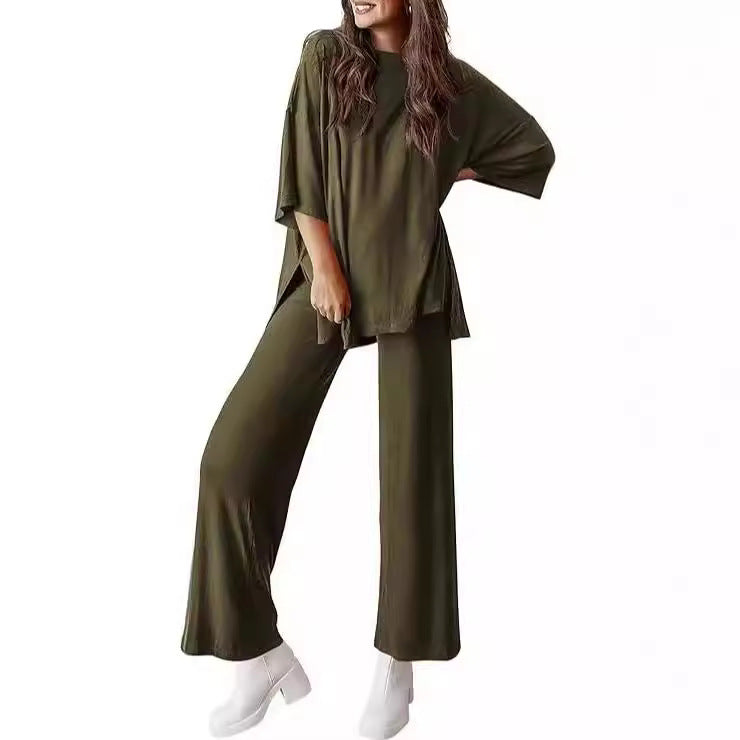 Loose T Side Pocket Sleepwear Set