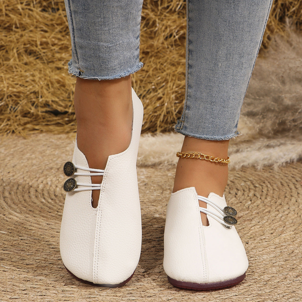 Women's round toe slip-on shoes (large size)