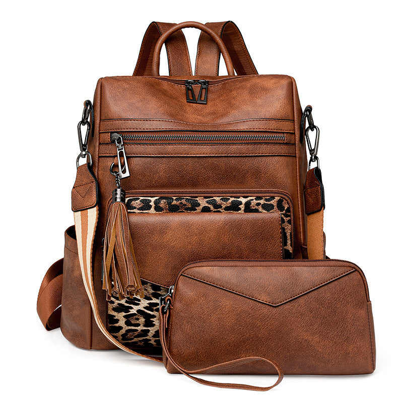 Two-Tone Tassel Backpack