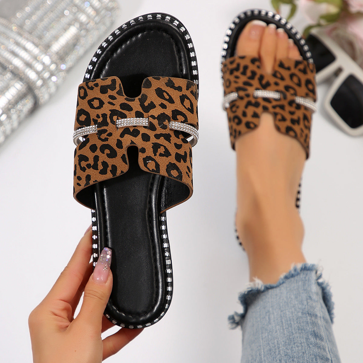 Leopard H Upper Flat Fashion Slippers