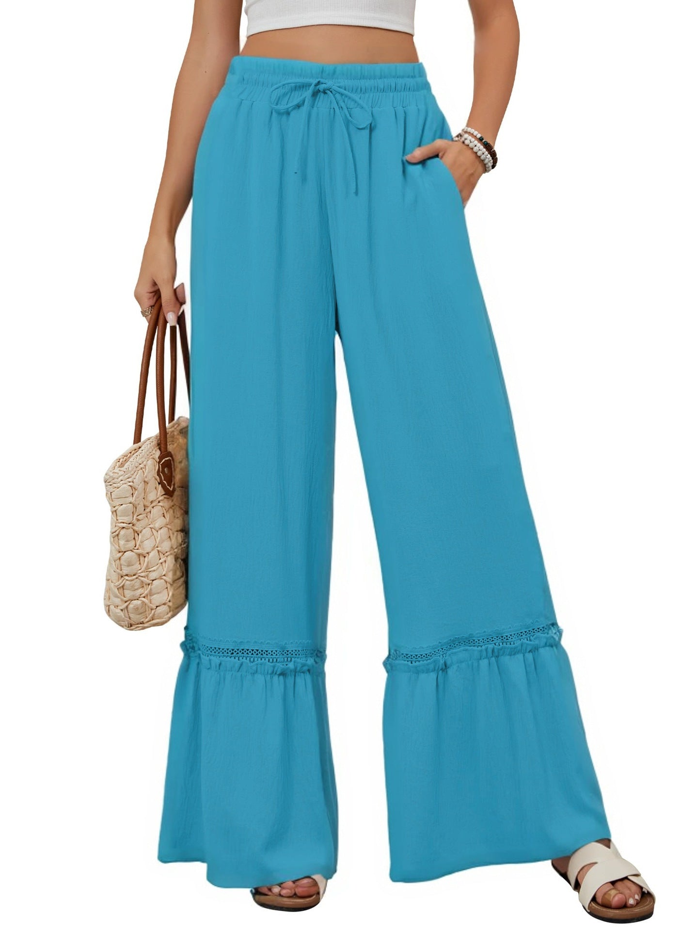 Women's Drawstring Wide-Leg Trousers