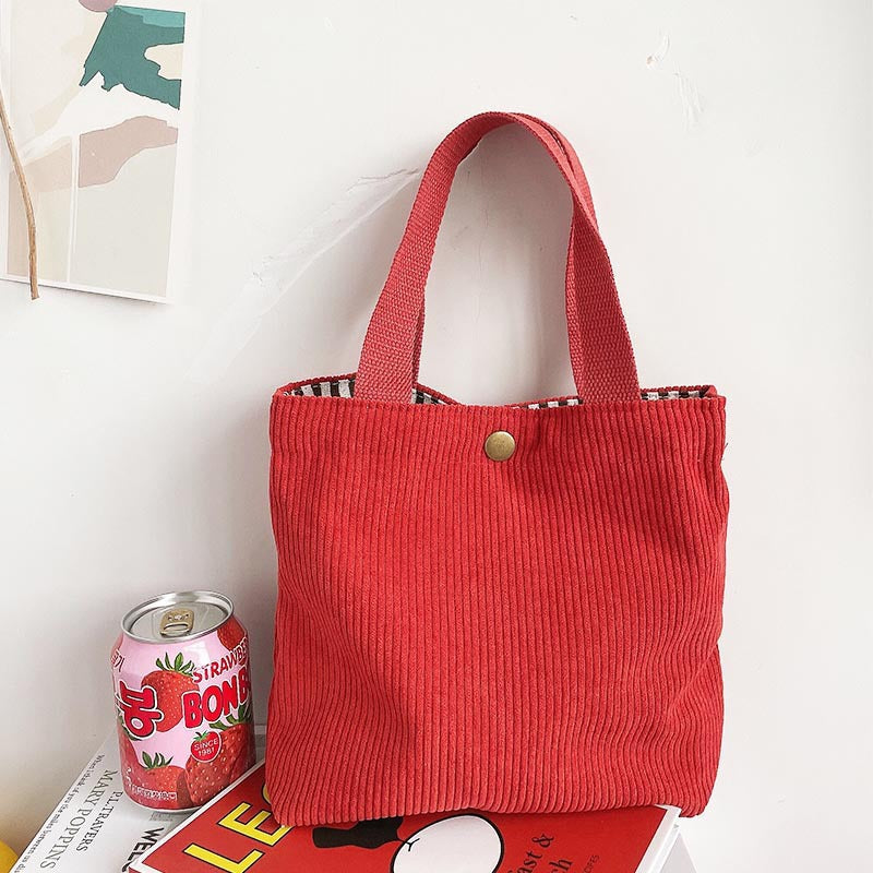 Simple style corduroy women's canvas handbag with name