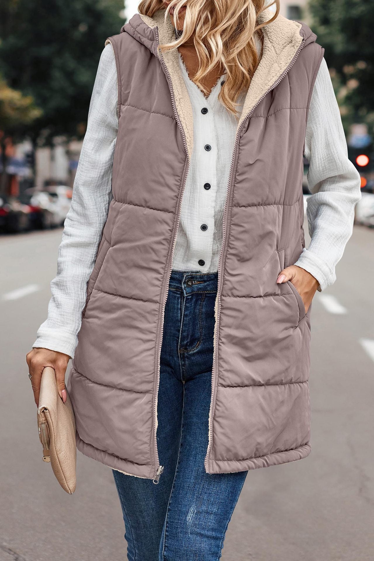 Hooded Reversible Vest Jacket