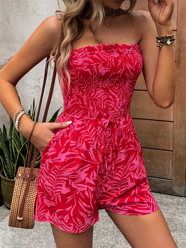 Printed Strapless Romper
