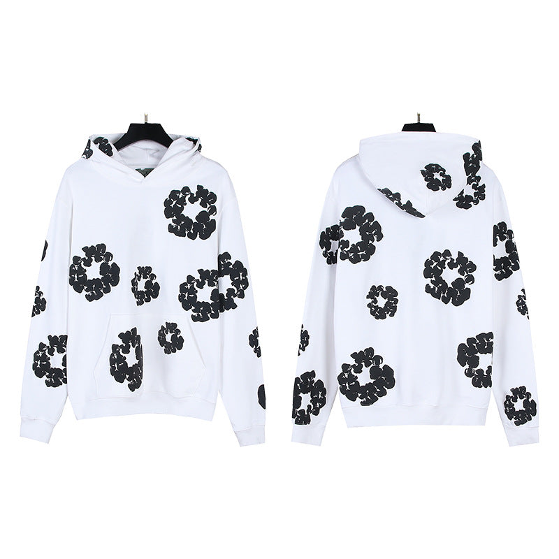 Foaming Printed Loose Hoodie