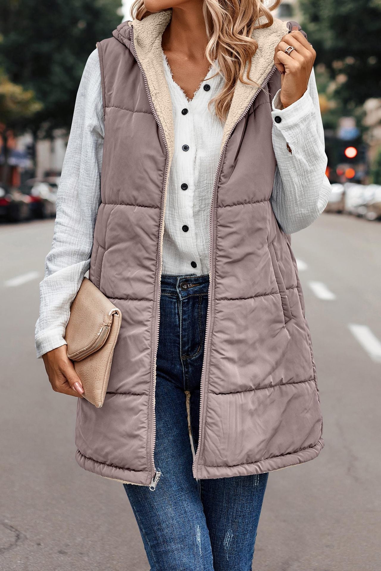 Hooded Reversible Vest Jacket