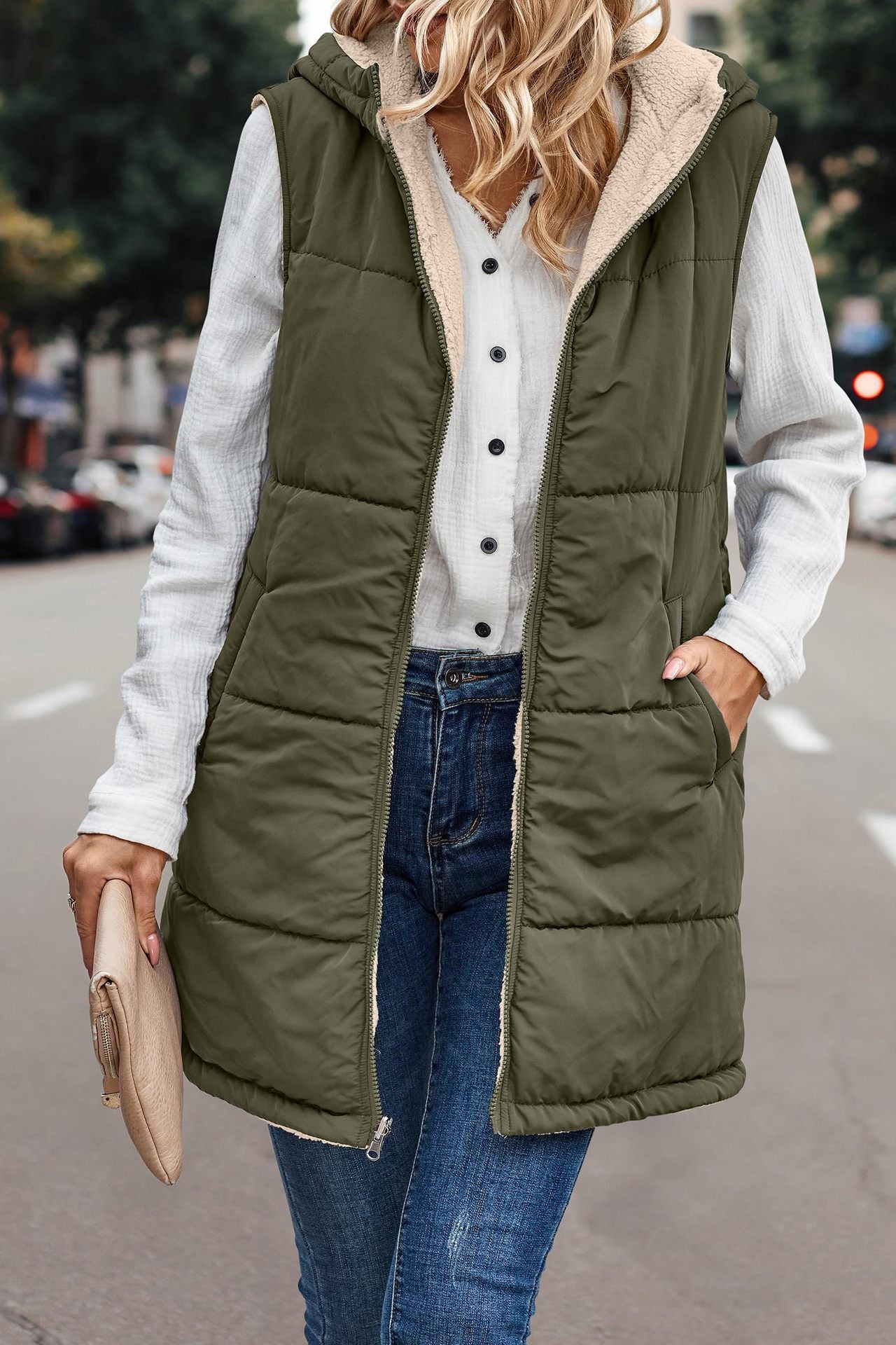 Hooded Reversible Vest Jacket