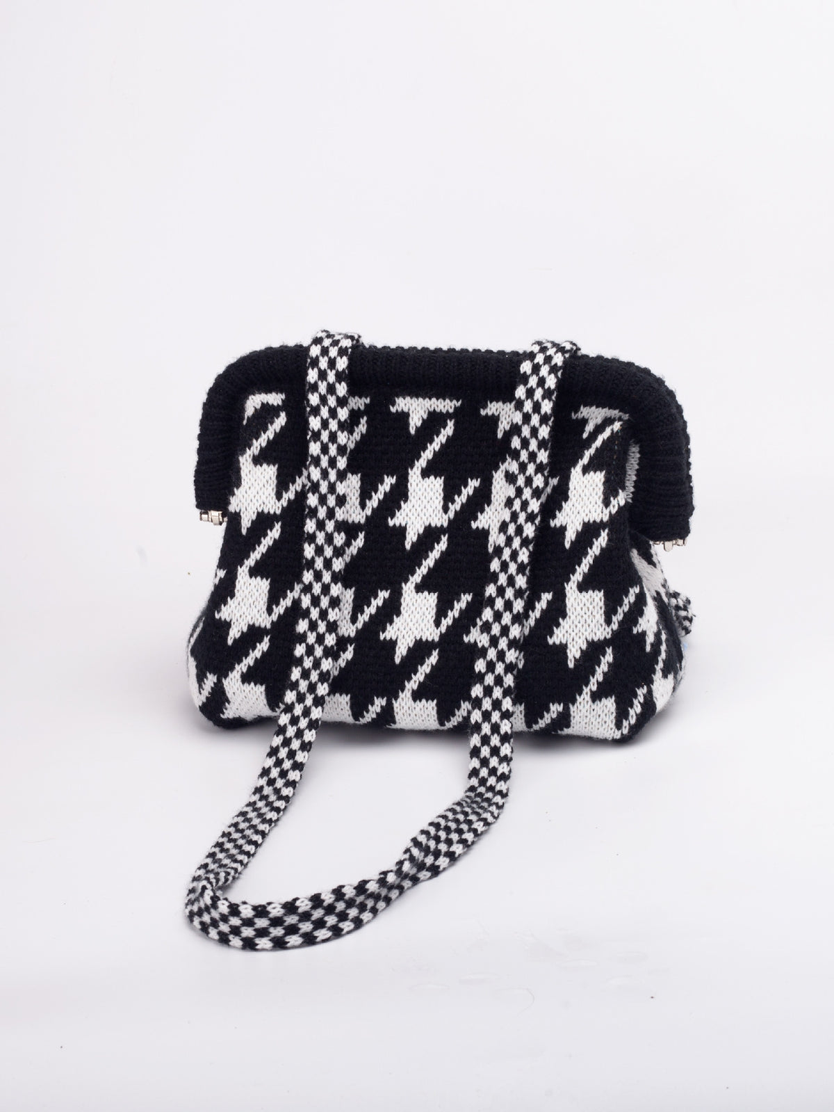 Striped Knit Cloud Frame Clutch Crossbody Bag