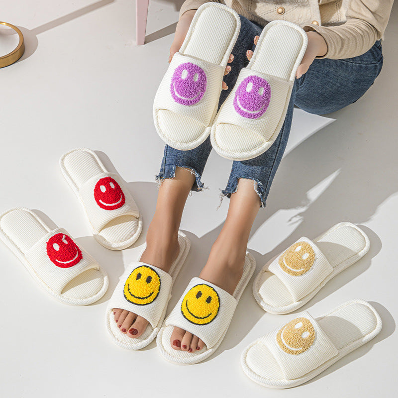 Happy Face Open Toe Winter Slippers