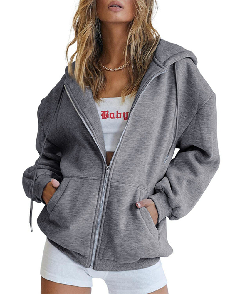 Women's Girls Jacket Sweatshirt Casual Drawstring Clothes