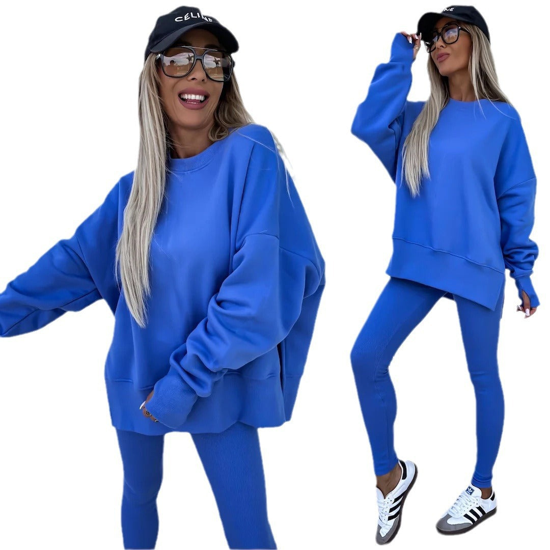 Spring women's tight trousers loose sweatshirt two-piece suit