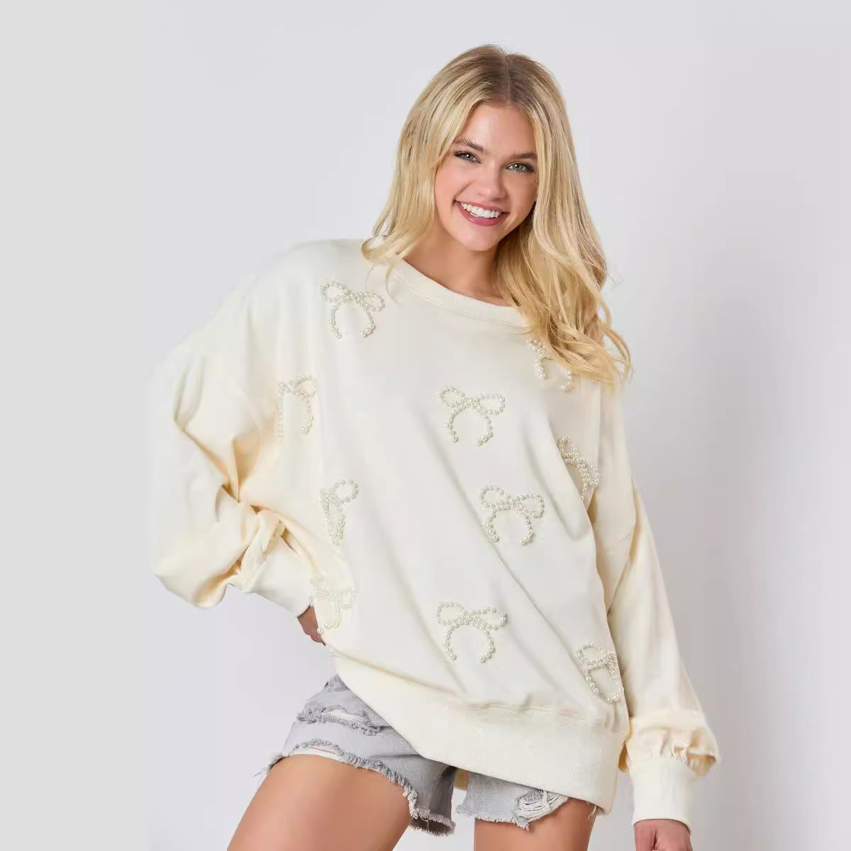 Pearl Bow-tie Casual Hoodie