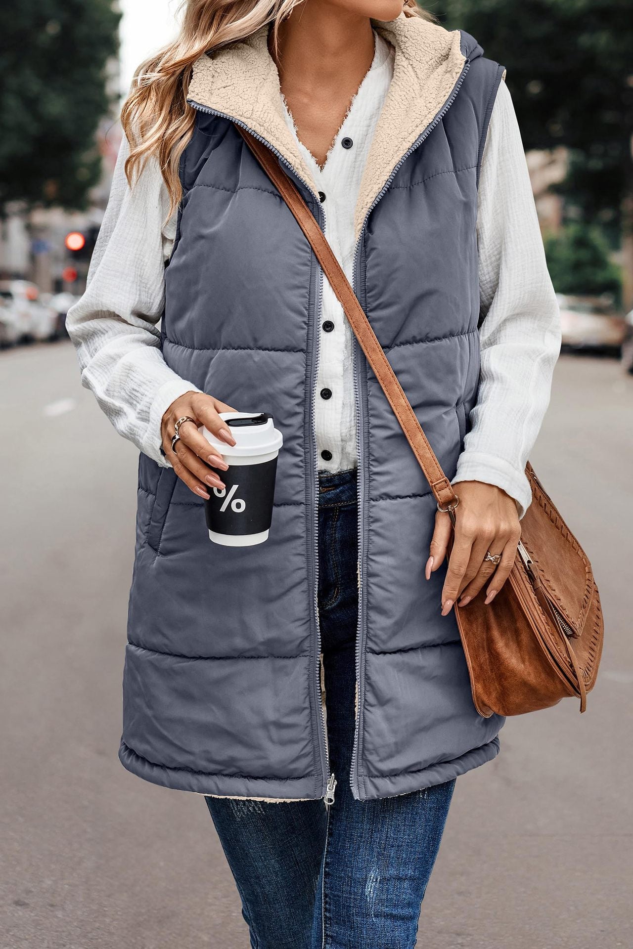 Hooded Reversible Vest Jacket