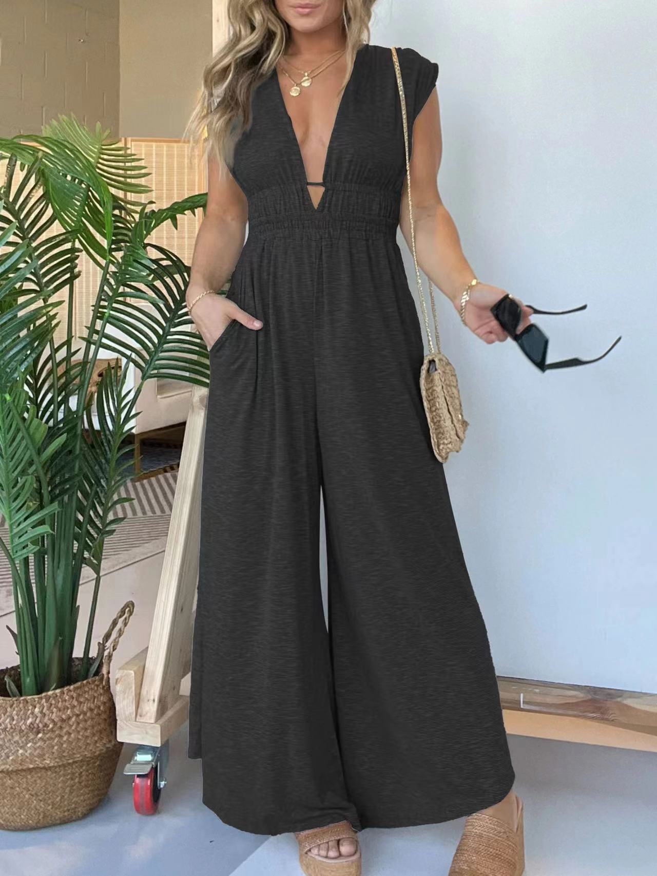 V Neck Sleeveless Jumpsuit