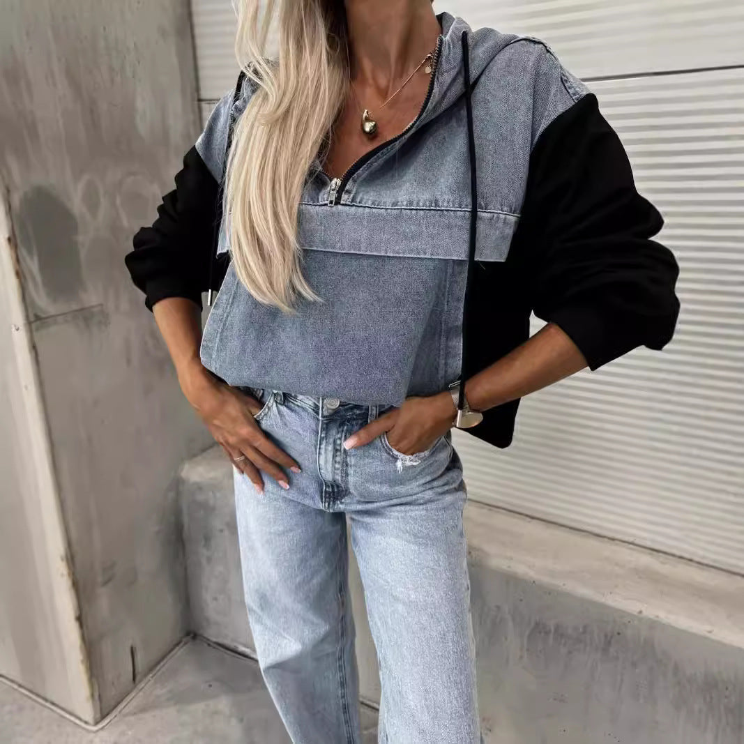 Cowboy Patchwork Hoodie for Women