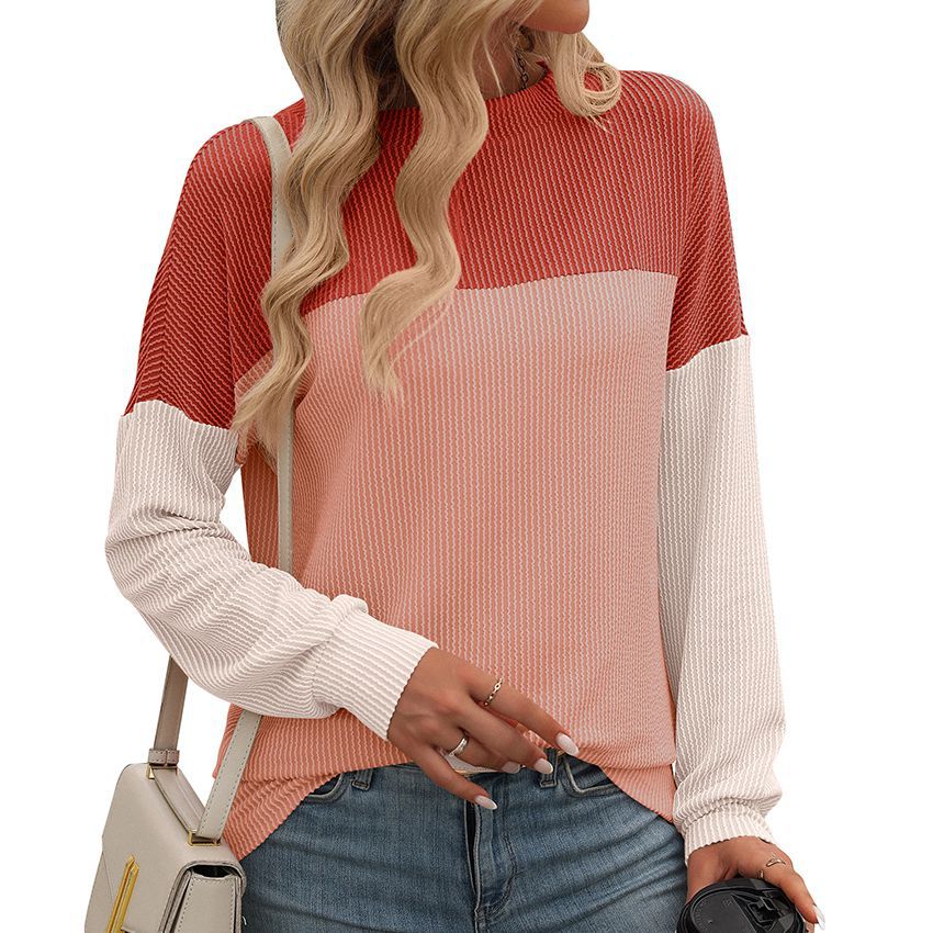 New Round Neck Color Matching Long Sleeves
