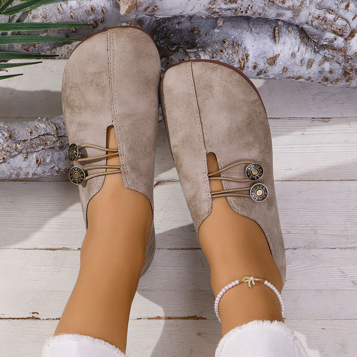 Women's round toe slip-on shoes (large size)
