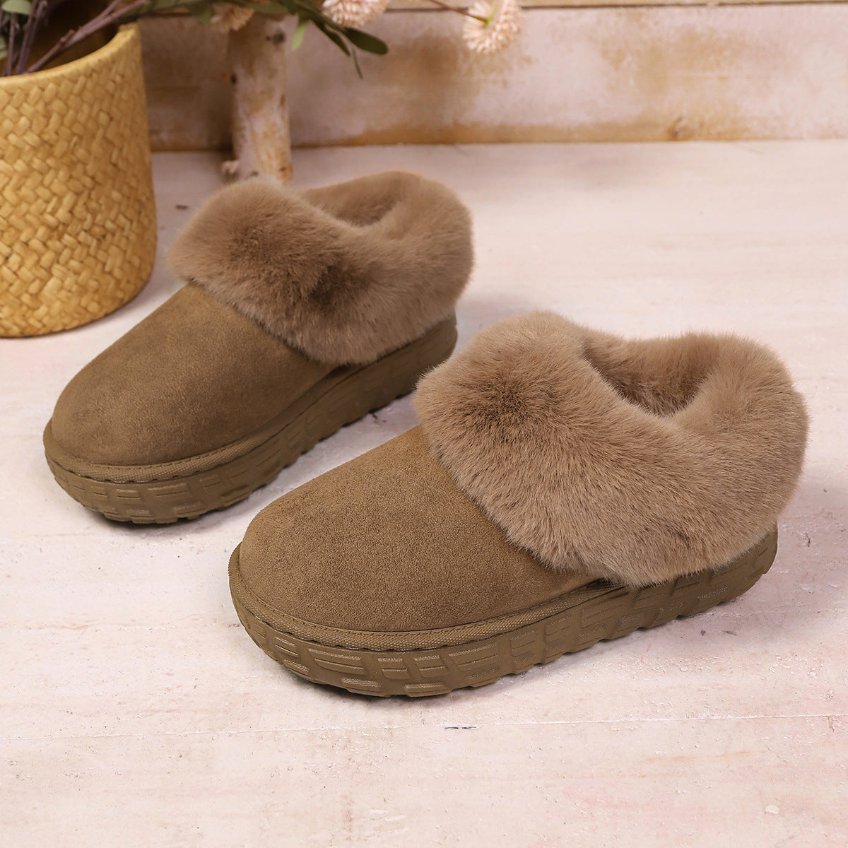 Warm Cotton Shoes with Fur-lined Snow Boots