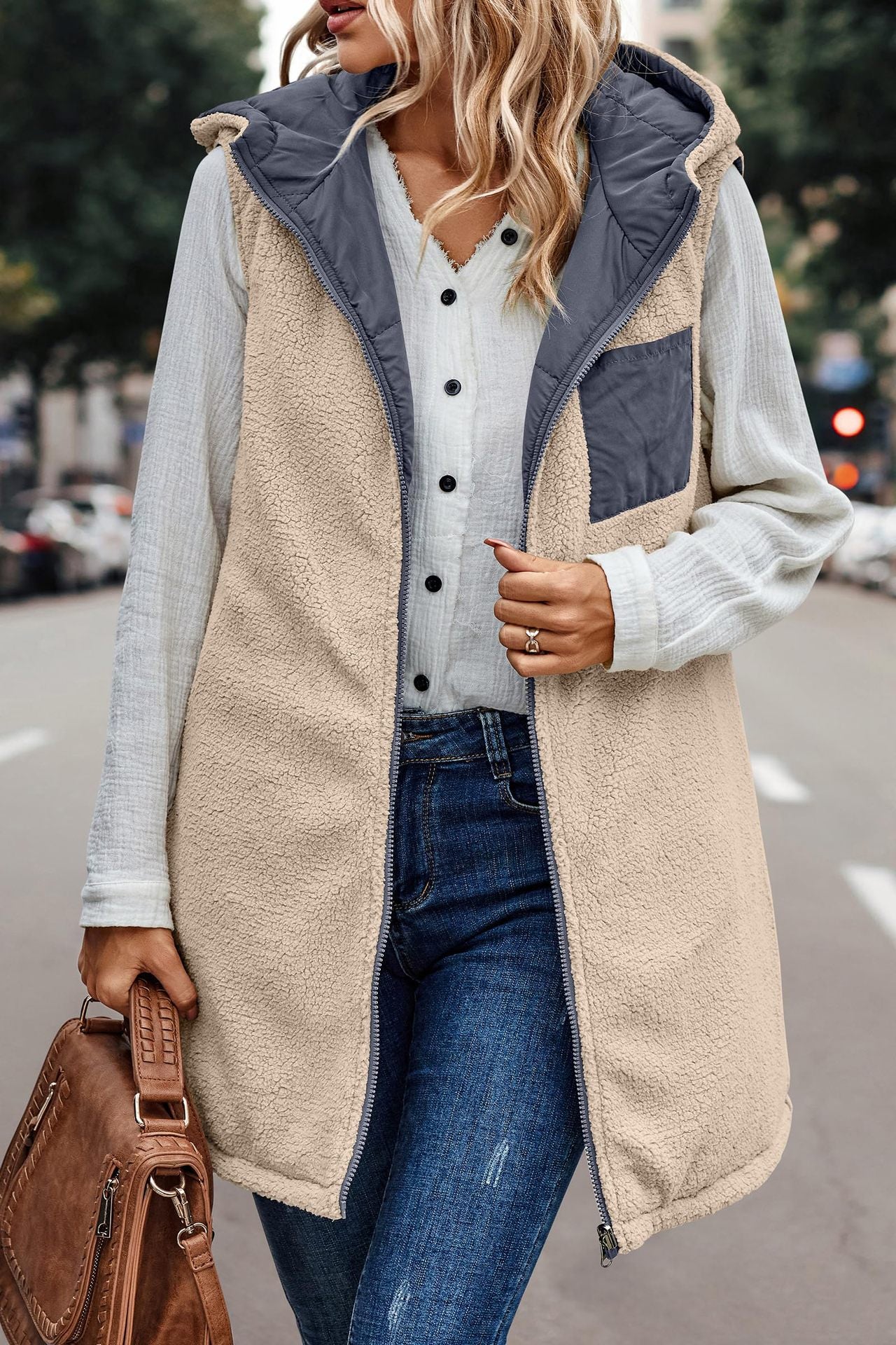 Hooded Reversible Vest Jacket