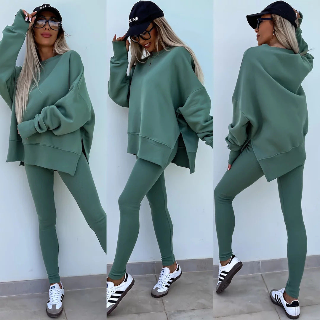 Spring women's tight trousers loose sweatshirt two-piece suit