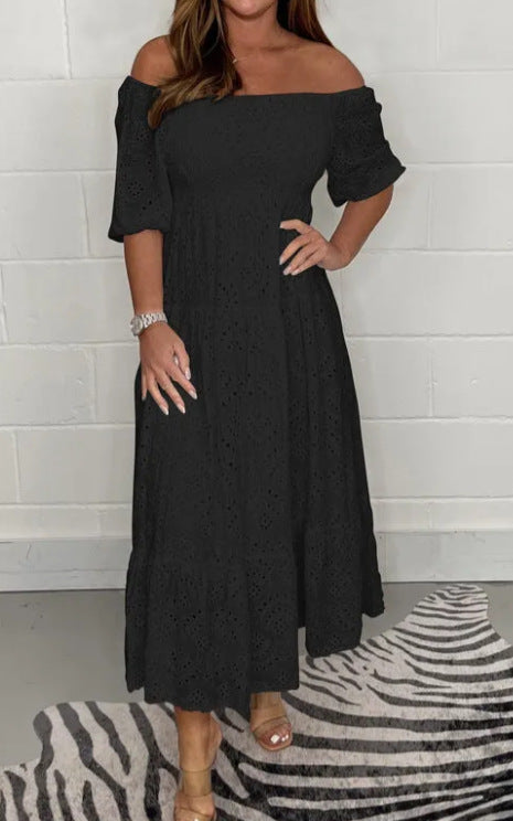 Solid Embroidered Maxi Dress