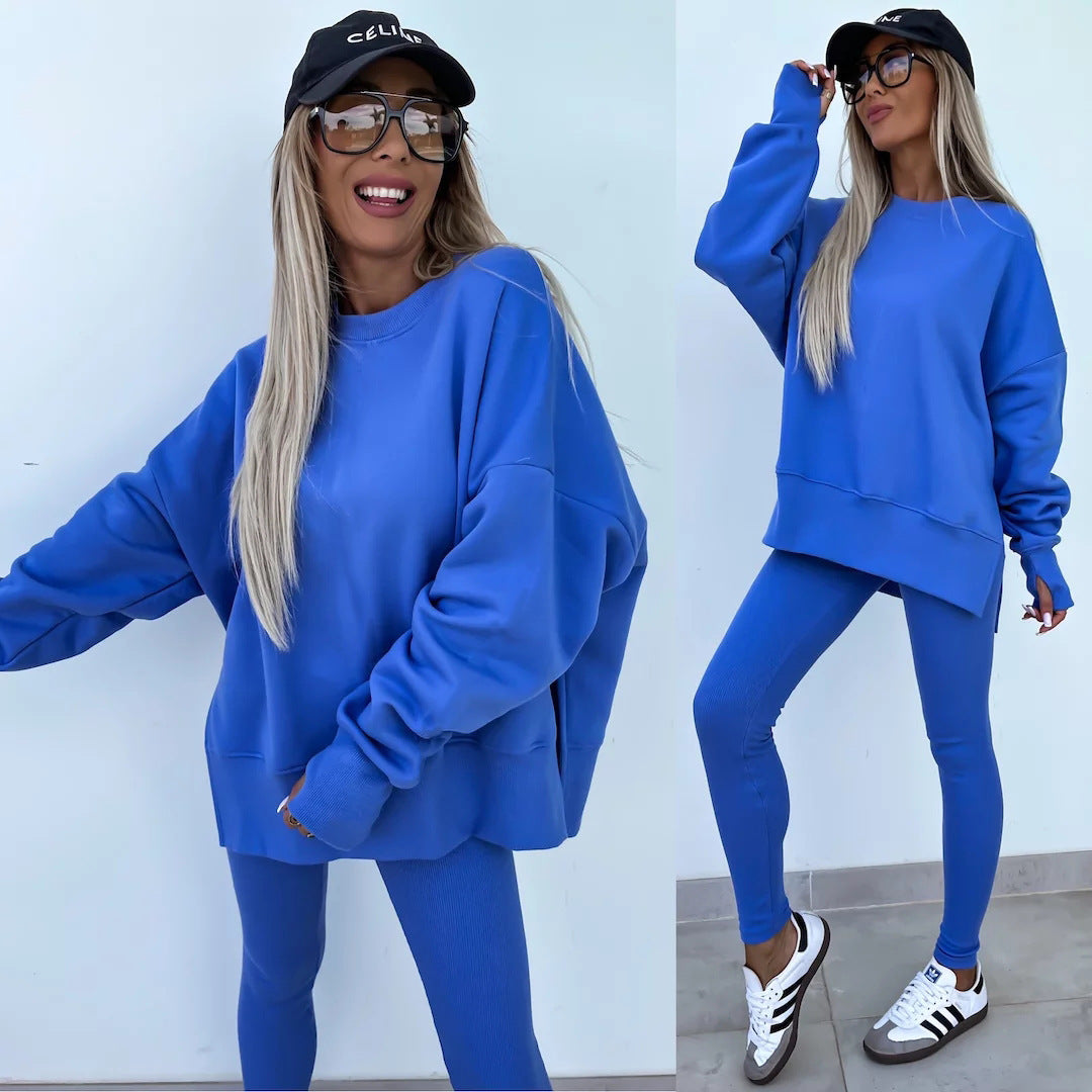 Spring women's tight trousers loose sweatshirt two-piece suit