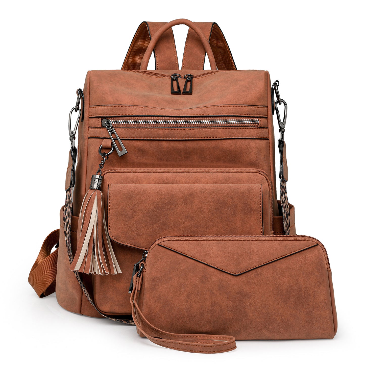 Two-Tone Tassel Backpack