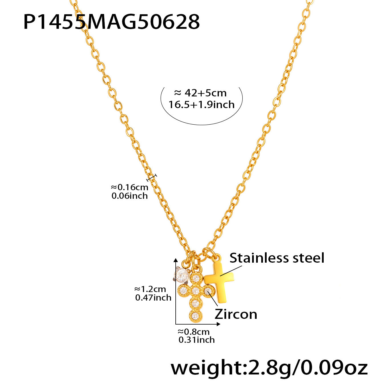 5A Zircon Cross Clavicle Necklace