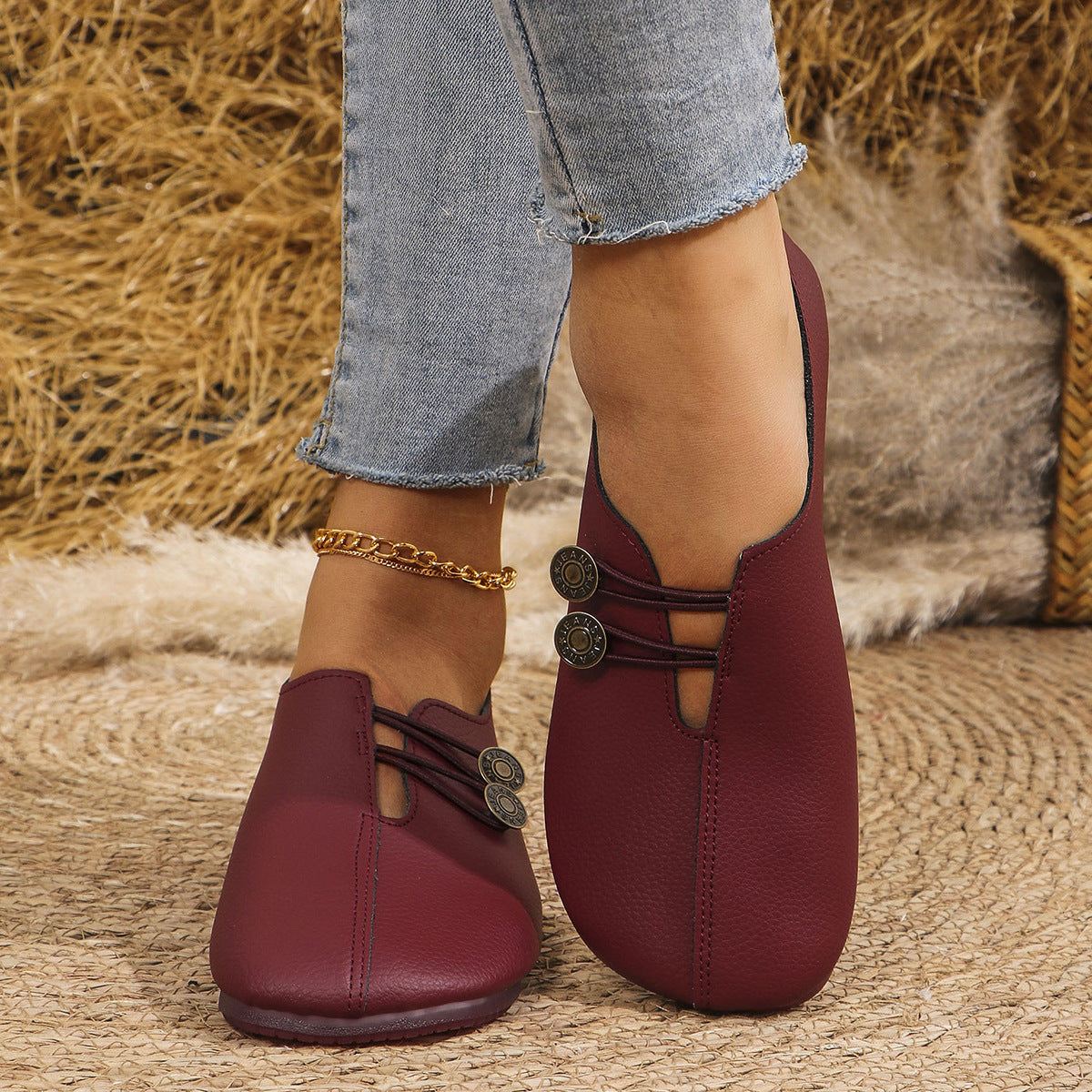 Women's round toe slip-on shoes (large size)