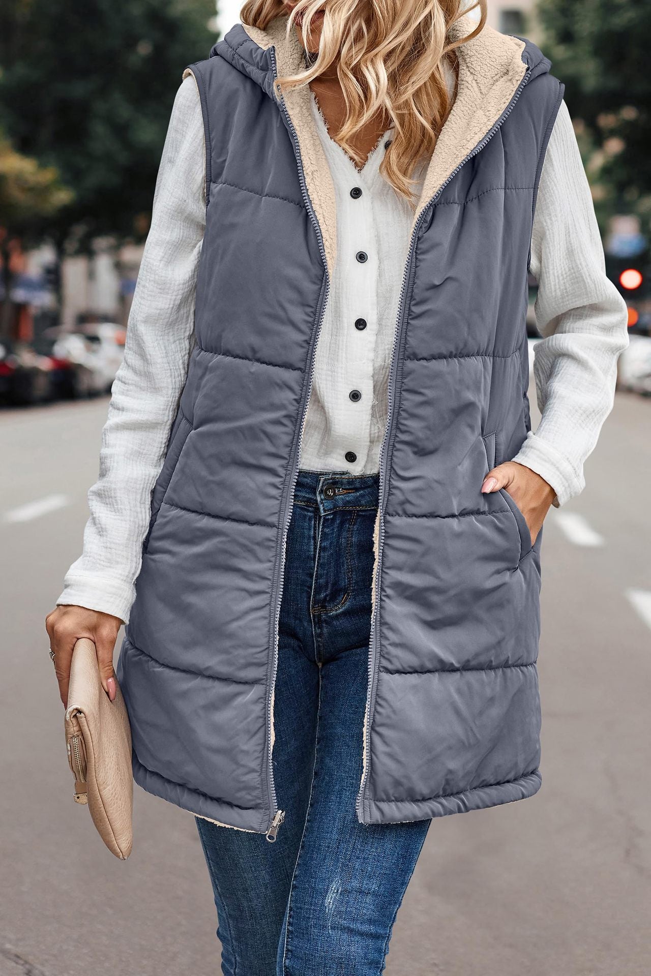 Hooded Reversible Vest Jacket