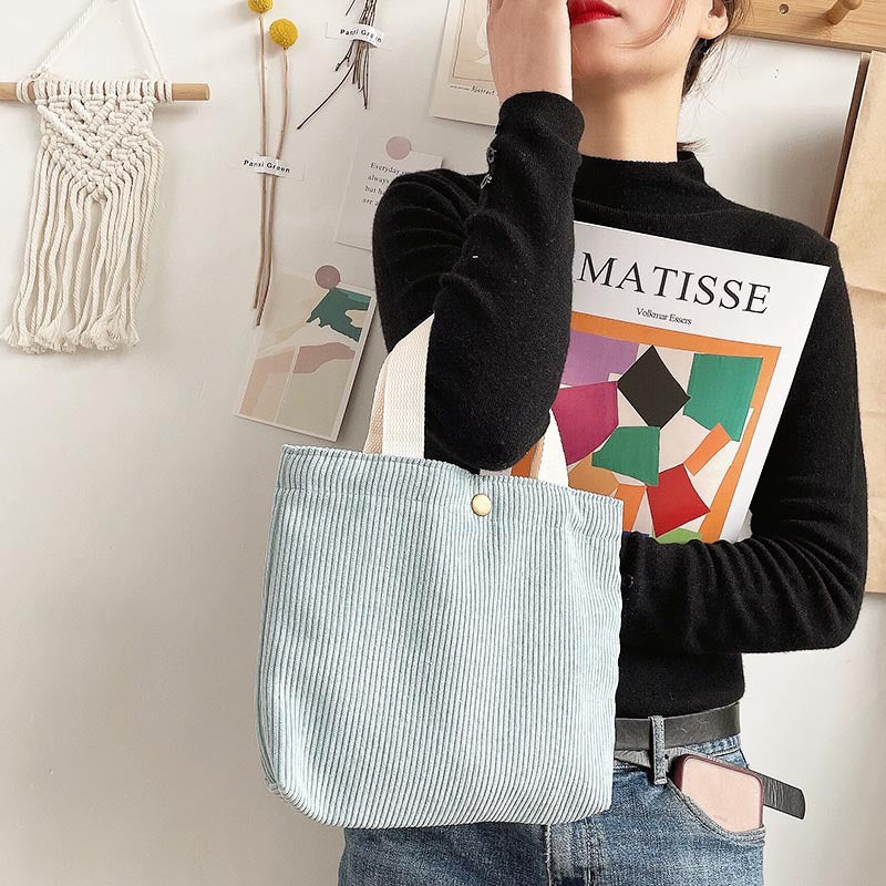 Simple style corduroy women's canvas handbag with name