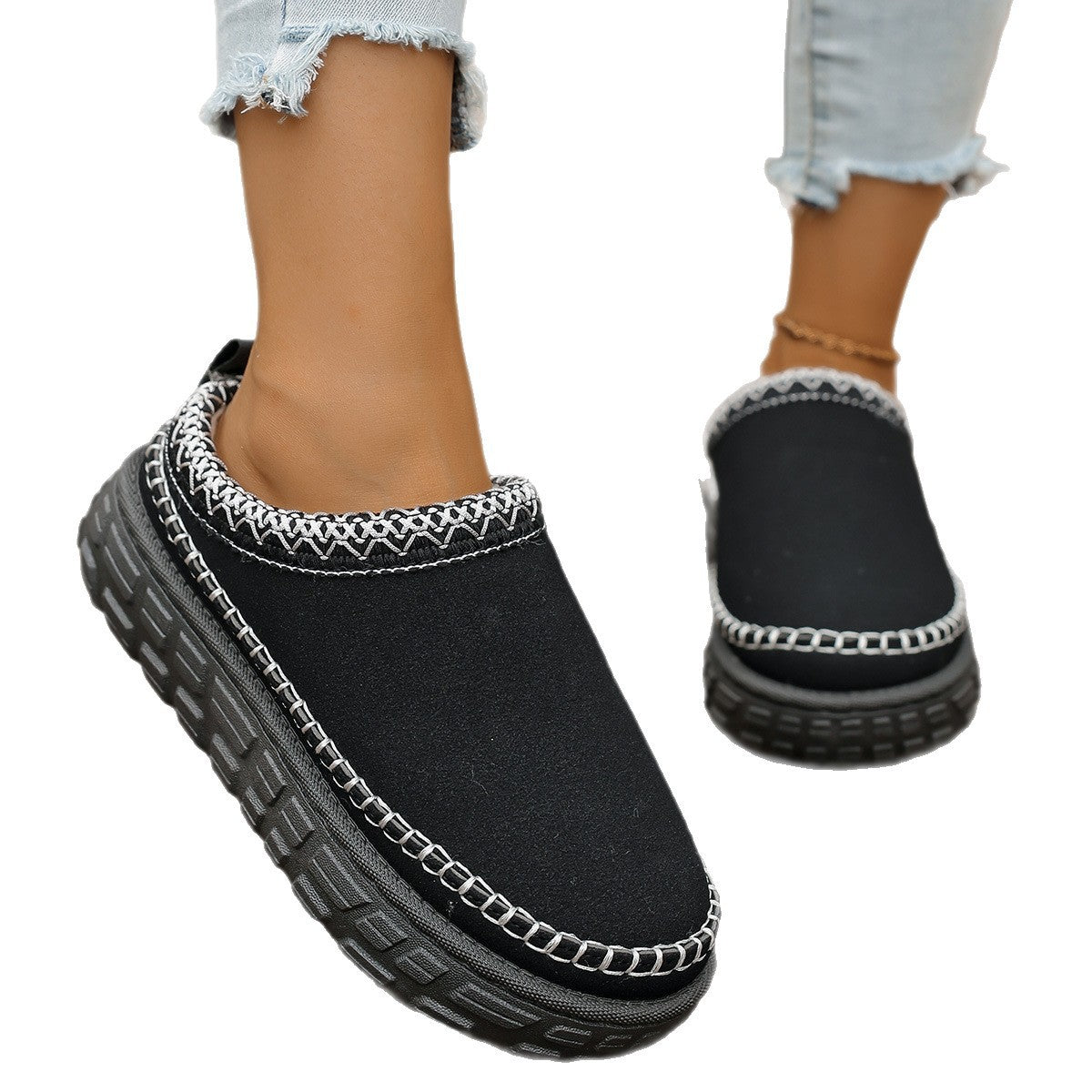 Lace-up Snow Boots Warm Boots Pattern Low-top Warm Shoes
