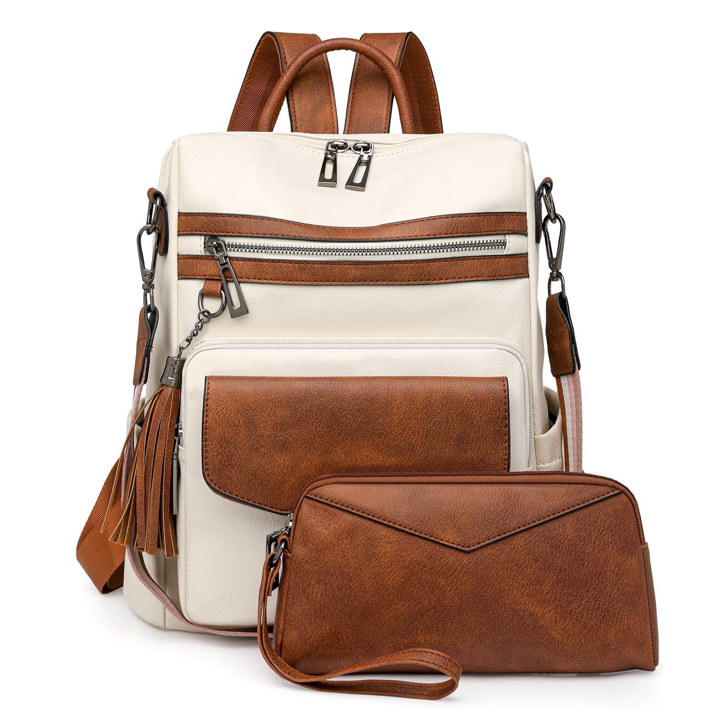 Two-Tone Tassel Backpack
