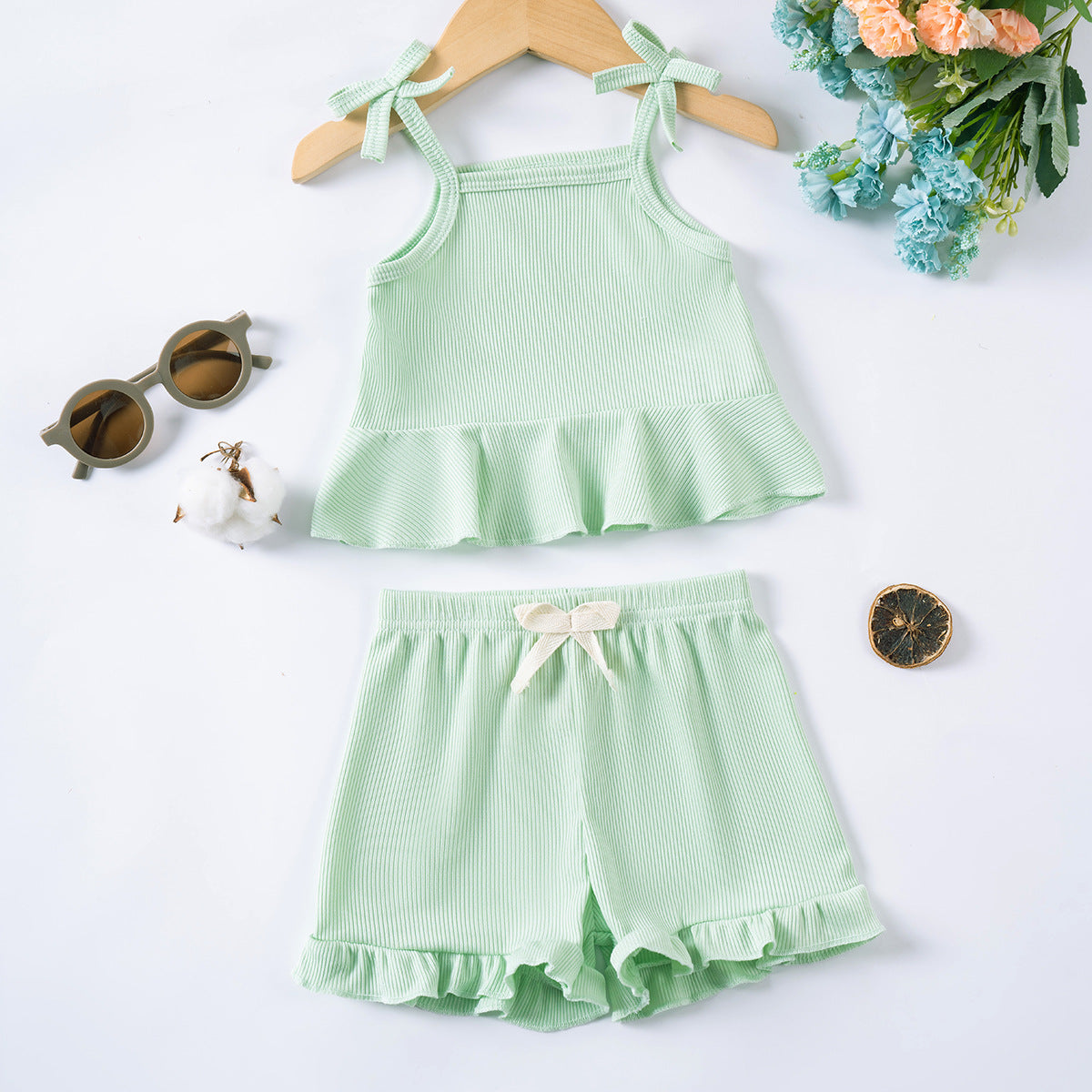 Newborn Sleeveless Lace-Edged Set