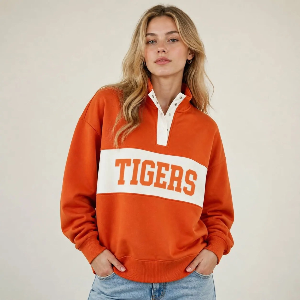 Custom Name Preppy Style Quarter-Snap Sweatshirt