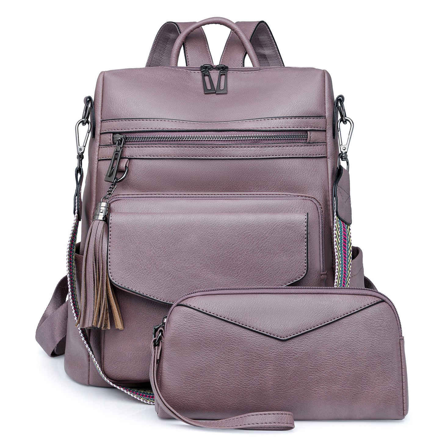 Two-Tone Tassel Backpack