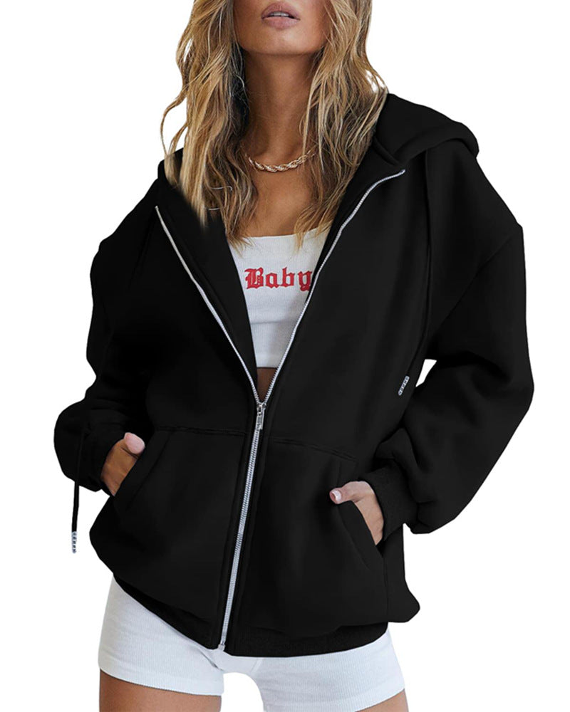 Women's Girls Jacket Sweatshirt Casual Drawstring Clothes