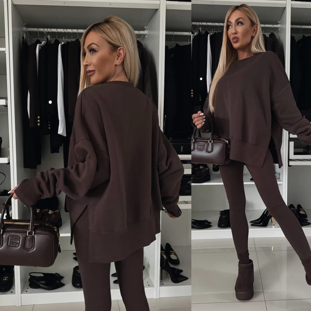 Spring women's tight trousers loose sweatshirt two-piece suit