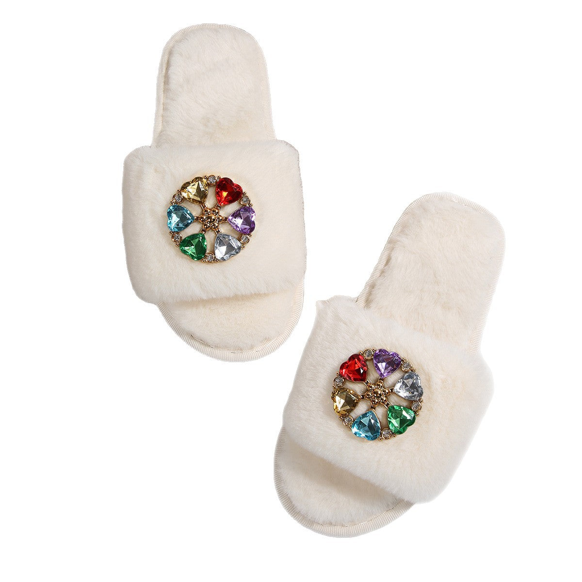 Colorful Gemstone Embellished Open-toe Sandals