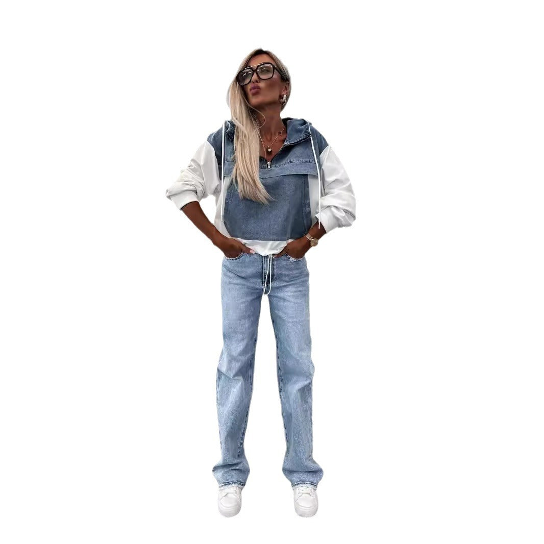 Cowboy Patchwork Hoodie for Women