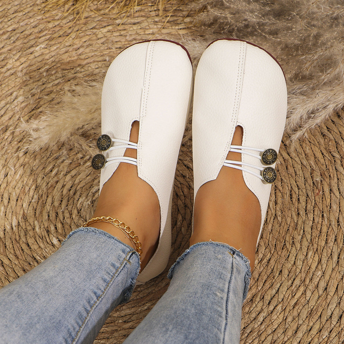 Women's round toe slip-on shoes (large size)