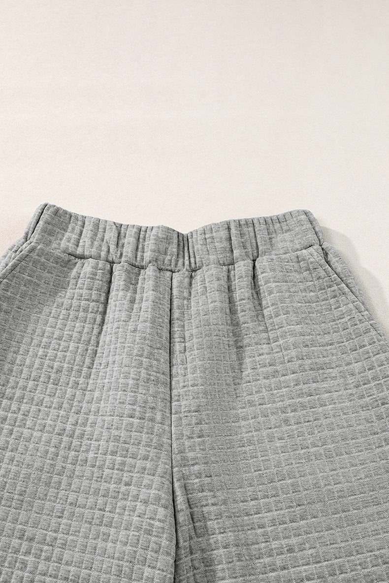 Textured Top and Wide-leg Pants Set