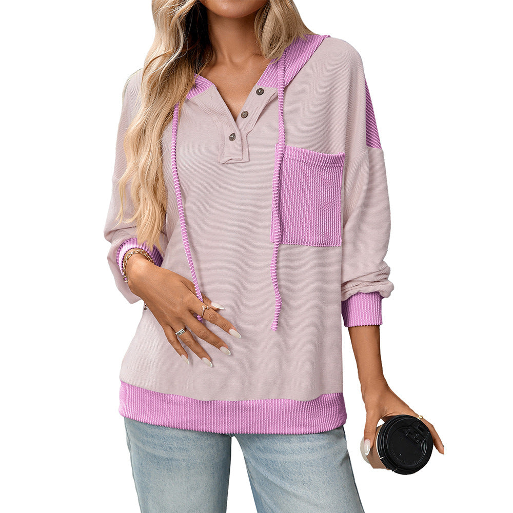 Contrast Color Twisted Strip Hoodie