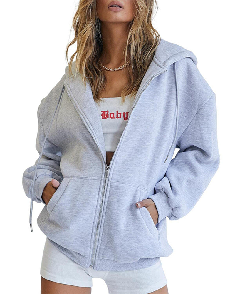 Women's Girls Jacket Sweatshirt Casual Drawstring Clothes