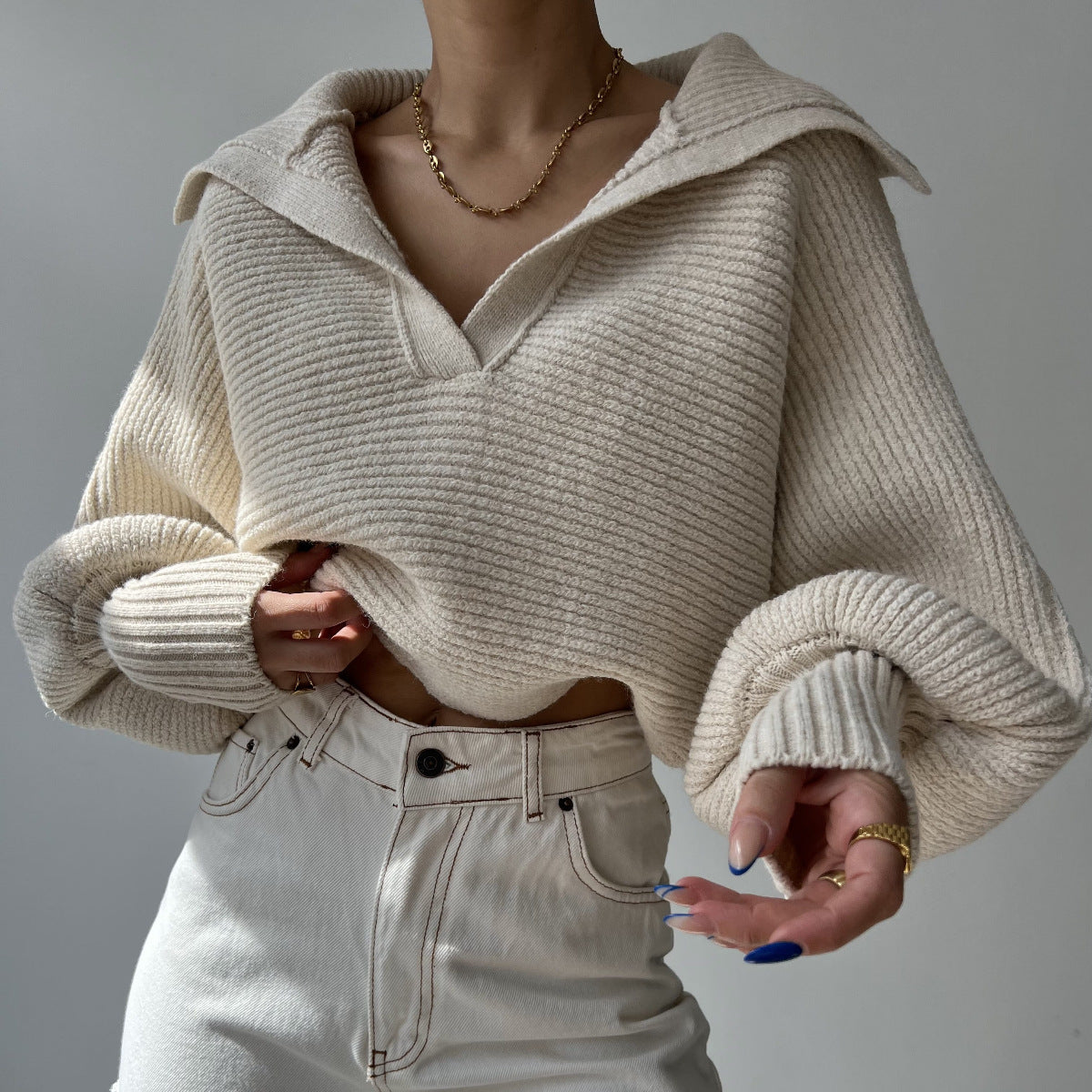 V-neck Knitted Sweater