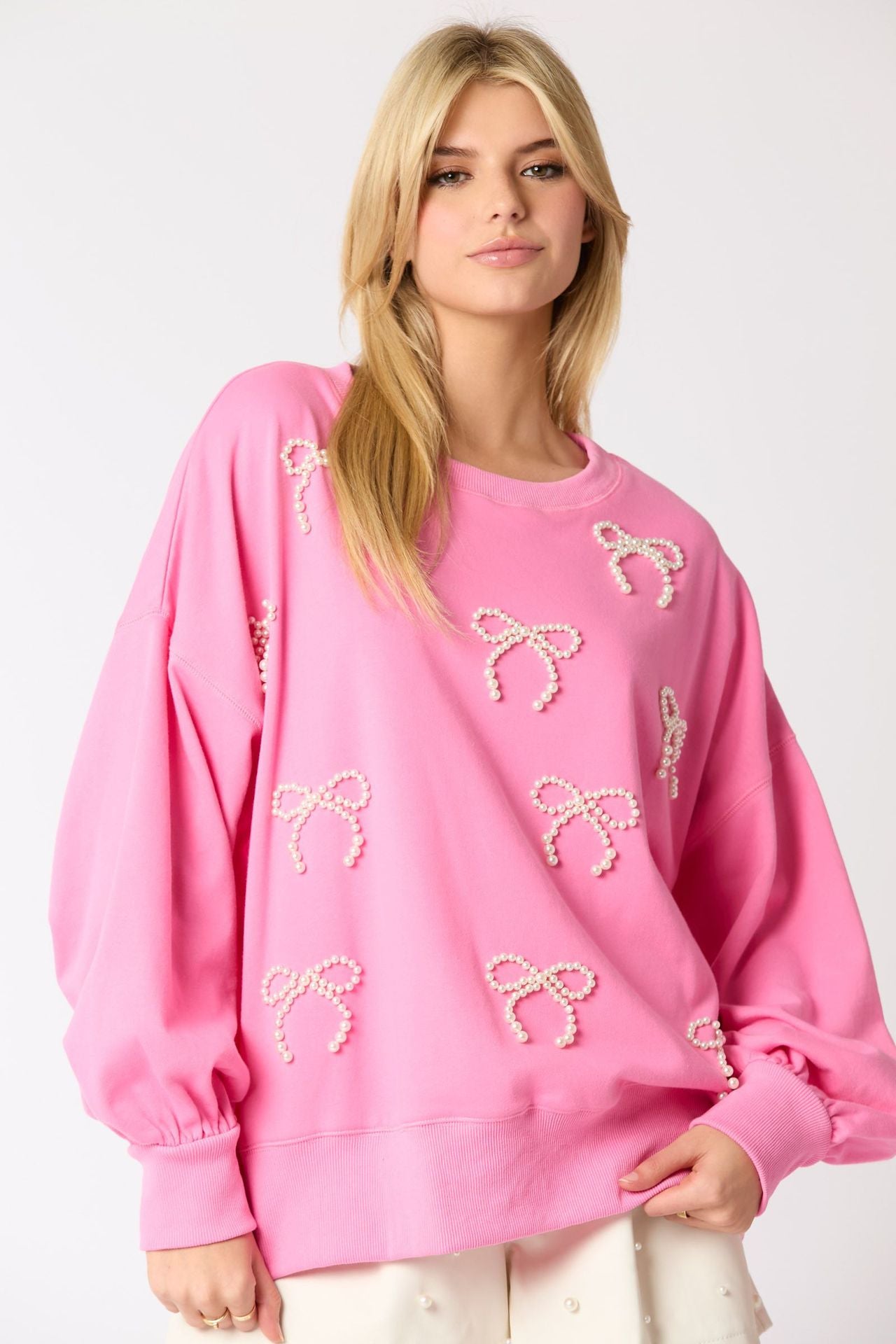 Pearl Bow-tie Casual Hoodie