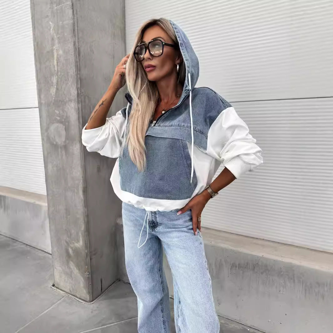 Cowboy Patchwork Hoodie for Women