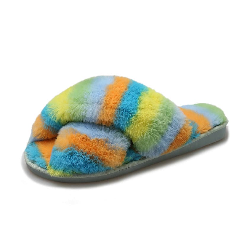 Colorful Plush Cross Plush Slippers - KOC